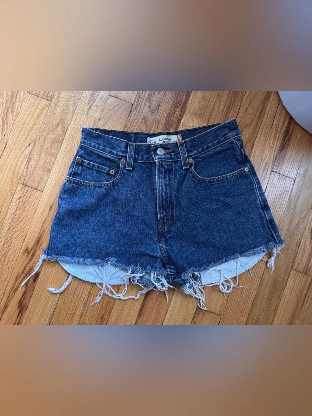 Dark vintage denim cutoff shorts